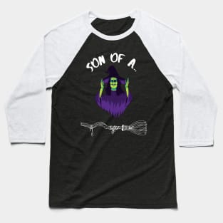 Son of A Witch Halloween Pun Baseball T-Shirt